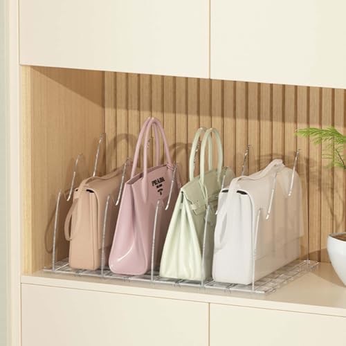 Image of HASTHIP Adjustable Wardrobe Divider, Purse Organizer for Handbag, Dividers for Bags, 4-Compartment Clear Bag Storage, Multi Purpose Desk Dividers for File Folders