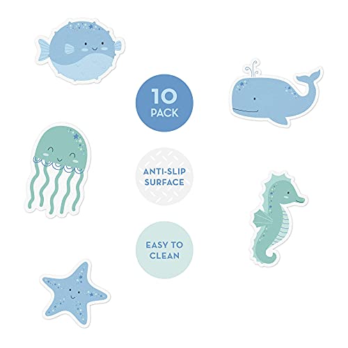 Crafty Critters Non-Slip Bathtub Stickers Pack Of 10 Under The Sea Creature Decal Treads. Best Adhesive Safety Anti-Slip Appliques For Bath Tub And Shower Surfaces For Kids Or Babies #TOP6