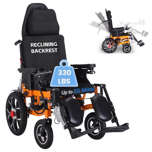  Reclining Electric Wheelchair,Foldable Intelligent Wheelchairs for Adults,20Miles Long Range
