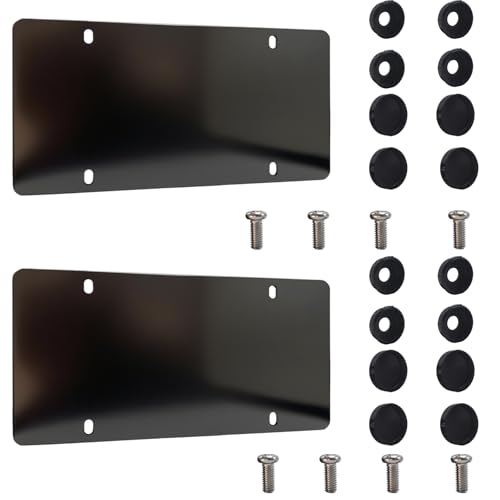 12"x6" Backing Reinforce Black Painted Stainless Steel License Plate - Rust-Proof & Heavy Duty, Scratch-Resistant with Screws Included - Fits All Vehicles (1) (2)