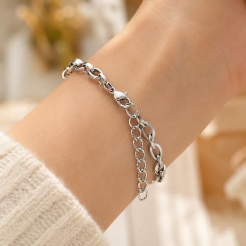 Image of JUPPE Silver Titanium Steel Engraved Bracelet Personalized Proverbs 4:23 Bangle Gift for Women Girls