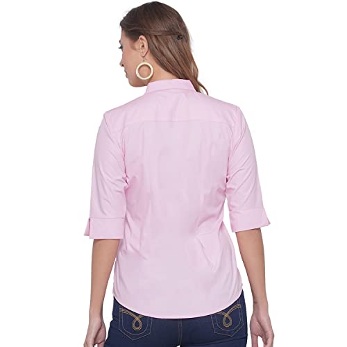 Image of Polycotton Women 3 /4 Sleeve Stylish Solid Western Offical Formal Shirt Casual Regular Fit Shirt for Women