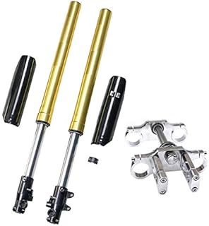 TDPRO Complete 45mm/48mm Upside Down Front Fork Shocker and Triple Clamp Handlebar Riser Set for Dirt Pit Pro Trail Bike 110cc 125cc 150cc (Gold 735mm)