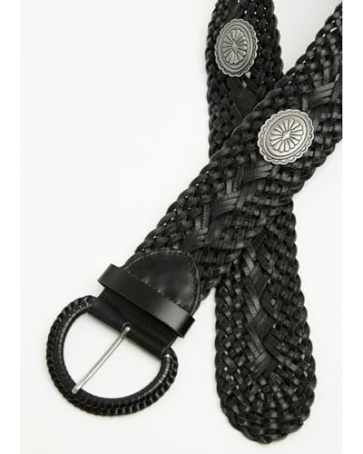 Shyanne Women's Wide Braided Concho Belt - SAFA25BT2-BLK X-2