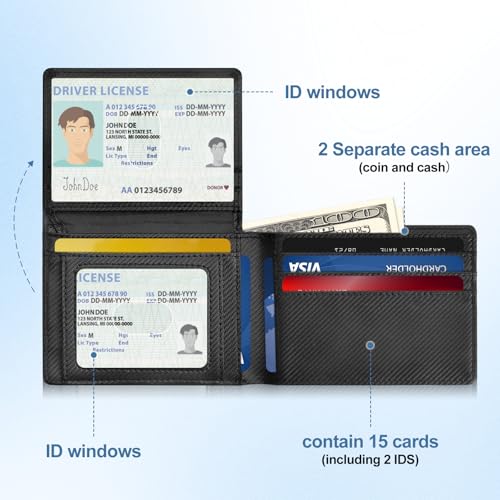 Slim Rfid Leather Wallet for Men: Stocking Stuffers Birthday Gifts for Men Him Boyfriend Husband Grandpa Minimalist Travel Wallet Gifts Ideas for Christmas Anniversary Valentines Fathers Day2