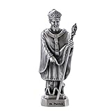 Pewter Catholic Saint St Patrick Statue with Laminated Prayer Card, 3 1/2 Inch