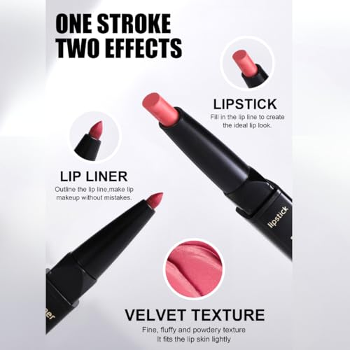 ONarisae 2 in 1 Matte Lip Liner and Lipstick Doubel Head Lipsticks Longwear Lipliner Pencil, Matte lipstick Women's Lip Makeup Brown — view 4