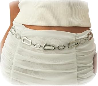 Metal Chunky Chain Waist Belt for WomenSummer Link Belly Chain,Outfit Waist Body Accessory Jewelry for Women Dresses