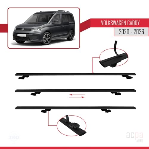 Barres de toit Caddy 4 solution manque de place coffre aluminium noir - 5