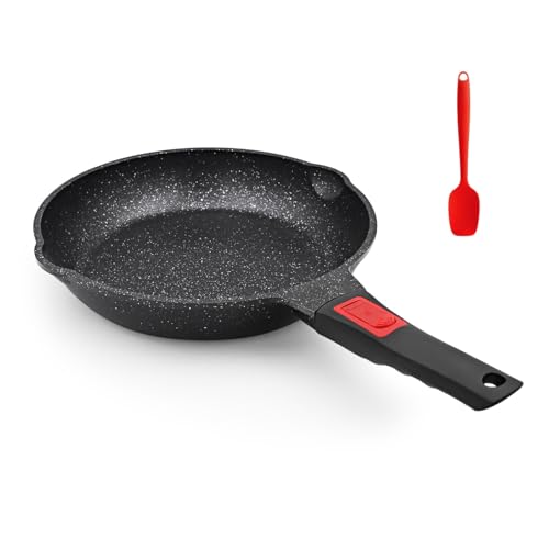 Bobikuke 10 Inch Nonstick Frying Pan Skillet, Non Stick Egg Pan Omelette Pan with Detachable Handle, Compatible with All Stovetops, PTFE & PFAS & PFOA Free, Oven Safe, (Black)