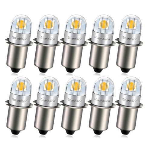 Image of Ruiandsion P13.5S LED Bulb 24V 4300K Warm White 200LM 3030 2SMD Non-Polarity Miniature Light Bulb for Flashlight Torch Lantern Work Light (Pack of 10)