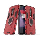 MRSTER OnePlus 8 Pro Hülle, 360 Grad Drehung Ring Halter TPU Hülle 2 in 1 Hülle Kunststoff Silikon Hybrid Stoßfest Schutzhülle für OnePlus 8 Pro Hülle [HB Red]
