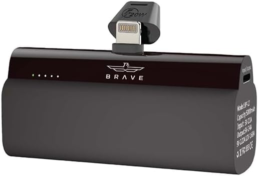 Brave Mini 5000mAh Power Bank, PD 20W Quick Charging Portable Charger & Battery Pack Compatible with iPhone 14 Pro/14 Pro Max /14/13 Pro/13 Pro Max/12 Pro/XR/X/8/7/6, iPad, AirPods (BP-12) – Black