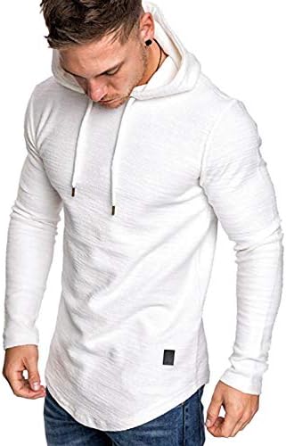 LIZHIGU Workout Hoodies for Men - Sweaters for Men Fashion Mens Long Sleeve t shirts xxxl Hoodies for Men Sweatshirt Fleece Pullover Top Blouse White XXXL