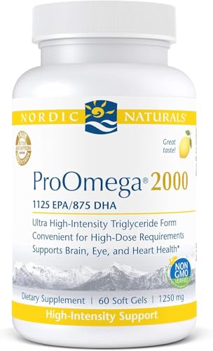 Image of Nordic Naturals ProOmega 2000, Lemon Flavor - 2150 mg Omega-3 - 60 Soft Gels - Ultra High-Potency Fish Oil - EPA & DHA - Promotes Brain, Eye, Heart, & Immune Health - Non-GMO - 30 Servings