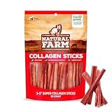 Natural Farm Odor-Free Super Collagen Dog Chews (3-5 Inch, 10-Pack) The First Ever Real Bull Sticks Alternative: 100% Natural Angus Hide Collagen Treats - More Protein, More Chew Time for All Dogs