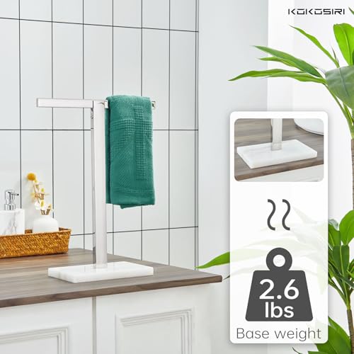 Image of KOKOSIRI Hand Towel Rack Stand Towel Bar with Marble Base for Bathroom Kitchen Vanity Countertop, Polished Stainless Steel 15.7'' Height THS0002-SM-CH
