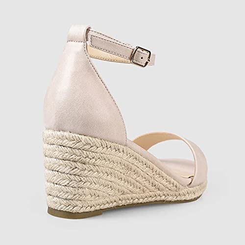 Fowt Espadrille Ankle Straps Buckle Wedge Sandals For Women Open Toe Platform Sandals D'orsay Chunky Heels Leather Shoes Casual Fashion Dress Work Party Daily Shoes Size 13 Us #TOP2