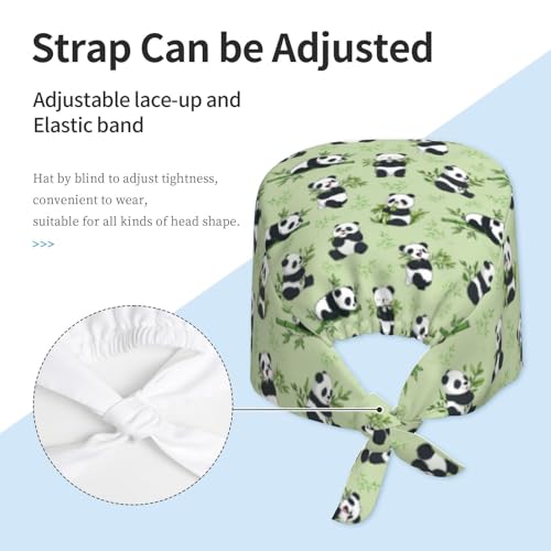 Image of Working Cap Scrub Cap with Sweatband Adjustable Unisex Tie Back Hat for Cleaning Farm Nursing