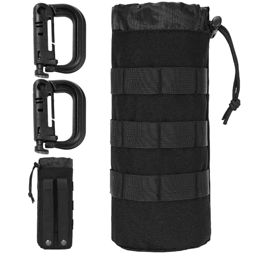 HAYGEM Porta Botellas de Agua Duradera, Portabotellas Cinturon con 2 Correas de Hebilla para Enganchar a Una Mochila, Funda Termica Botella Agua con 2 Clip de Presión para Escalada, Acampada