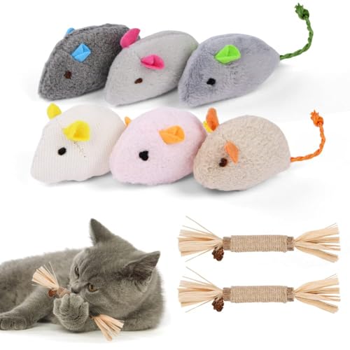 Adiwo Katzenminze Sticks,6 Stück Katzenminze Maus Spielzeug 2 Stück Matatabi Katzensticks Katzenminzen Spielzeug Katzenminze Zähne Katzenspielzeug für Katzen Zahnpflege Natürlich Sicher