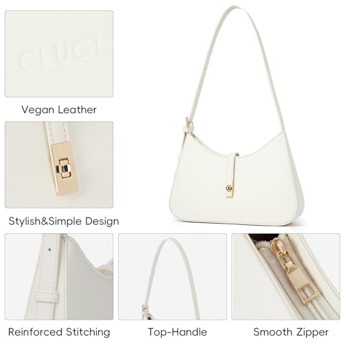 Image of CLUCI Shoulder Bag for Women, Purses for Women, Handbag Hobo Bags Vegan Leather Crossbody Purse with Adjustable Strap White