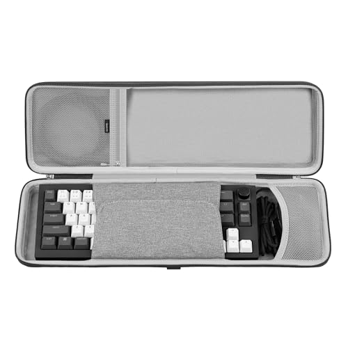Geekria 65% Tastatur- und Maus-Kombinationstasche, Hartschalen-Reisetasche für 68 Tasten kompakte Tastatur (Dunkelgrau)