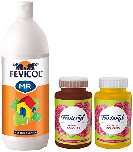 Image of Pidilite Fevicol MR Glue for Events, Decorations & Craft Projects (1kg) & Acrylic Painting Color (500ml) & Colour, Acrylic Paint Art and Craft Paint (500 ml)