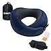 HOMCA Travel Pillow - 100% Pure Memory Foam Neck Pillow for Airplane, Adjustable Comfortable Flight Pillow for Sleeping, 360º Head Neck and Chin Support with Storage Bag, Sleep Mask, Earplugs，Blue