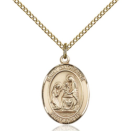 Bonyak Jewelry St. Catherine of Siena Hand-Crafted Oval Medal Pendant in 14kt Yellow Gold-Filled