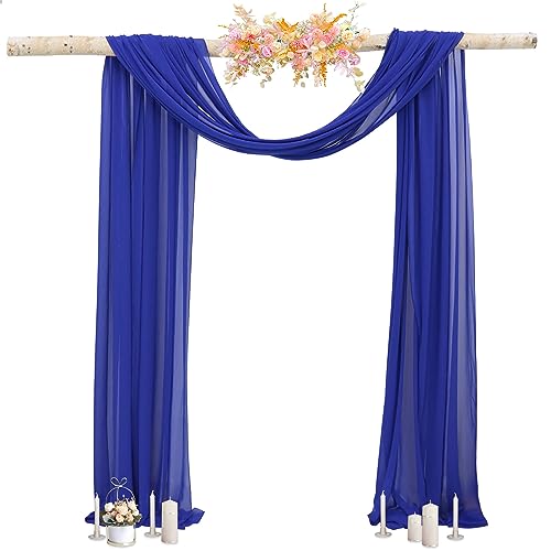 FUHSY 1 panneau de rideau transparent en mousseline de soie pour arche de mariage, rideaux de plafond, arche de mariée - Bleu roi - 0,7 x 6 m