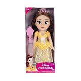 Disney Princess Lalka Belle, lalka o wysokości 35 cm z królewskimi oczami refleksyjnymi zawiera błyszczącą platynową sukienkę z nadrukiem holofoilu, buty, tiarę i pędzel. Idealna dla dziewcząt w wieku