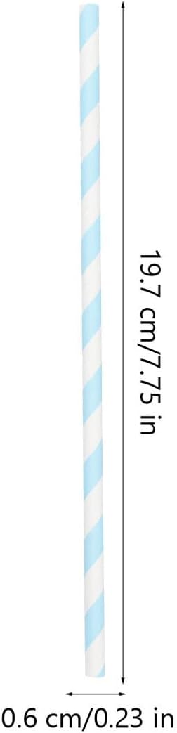 Disposable Blue Paper Straws 200pcs Party Cocktail Straws for Cold Drinks Birthday Supplies Summer Gathering