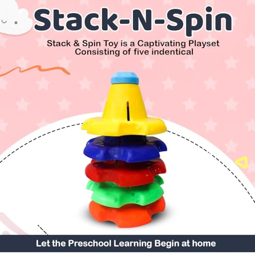 Image of Prime Kindergarten Learning Stacking 6 Rings Multi-Colour Toddler Activity Toys for Kids, Toddlers, Children (5 in 1 Stacking Toy)