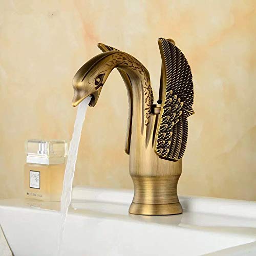 Robinet de salle de bain pour vasque moderne, mitigeur eau chaude et froide en laiton or