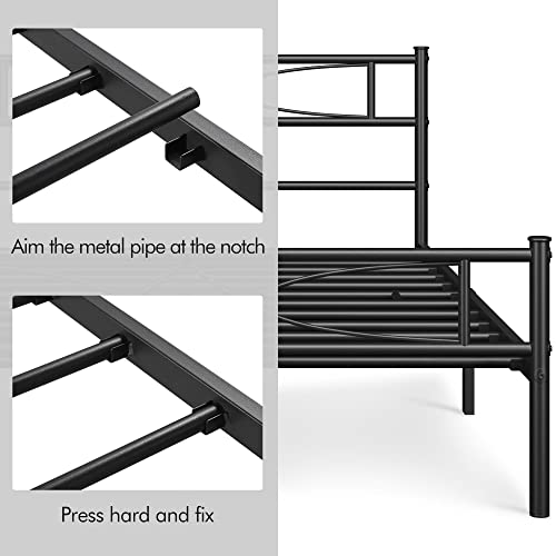 Yaheetech Metal Queen Size Bed Frames Mattress Foundation with Curved Design Headboard & Footboard, No Box Spring Needed, Heavy-Duty Support, Easy Assembly, Queen, Black by Yaheetech - Image 7
