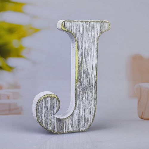 Image of WOODOUNAI 6 Inch Wood Letters Unfinished Rustic Wood Letters for Wall Decor Decorative Standing Letters Slices Sign Board Decoration for Craft Home Party Projects (J)