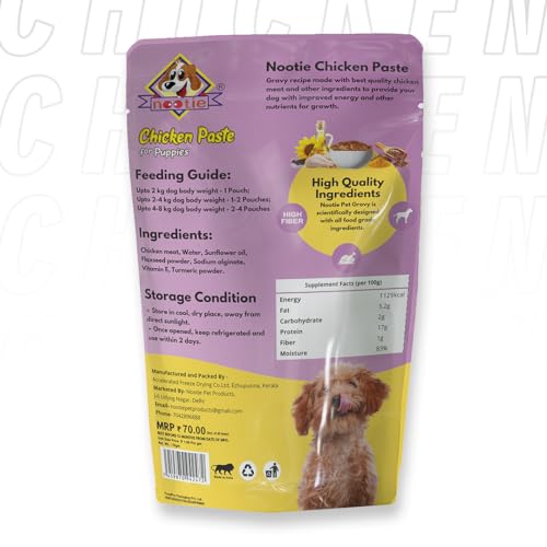 Image of Nootie Dog's Favorite Chicken Paste-(70g) Natural Ingredients, Easy to Digest, Enhances Dog Food Gravy for Dogs, Dog Chicken Paste, Wet Gravy for Dogs, Dog Food Topper (Pack of 24x70g)