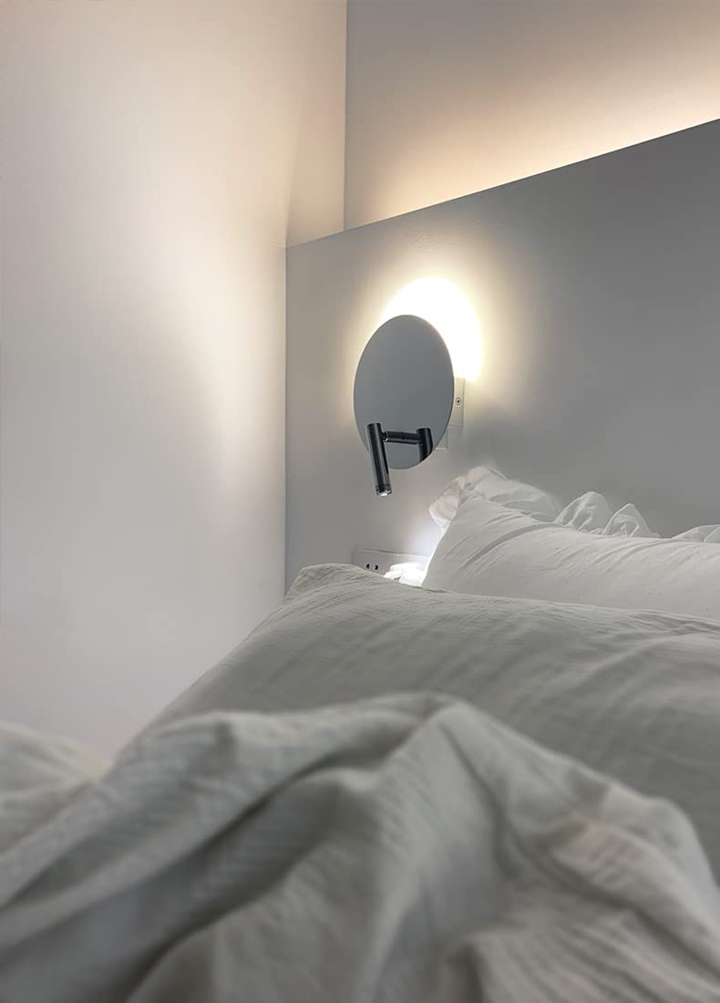 Applique Murale DAWALIGHT Avec Lampe Lecture LED - 6W+3W, Blanc Chaud, Pour Chambre Et Salon