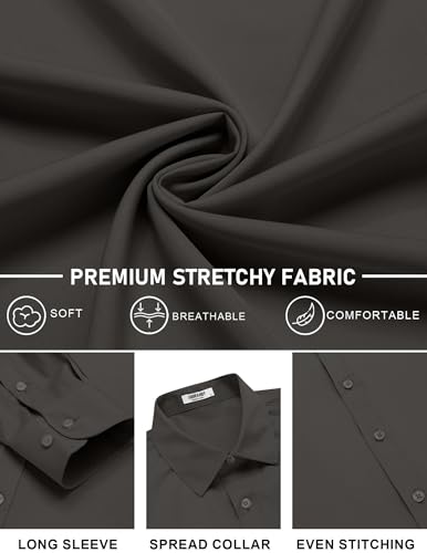Image of COOFANDY Mens Stretch Dress Shirts Long Sleeve Button Down Shirt Regular Fit Formal Business Shirts