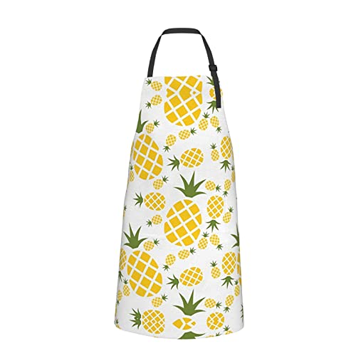 Lynsay Pineapple Printed Waterproof Apron, Men's And Women's Kitchen Cooking With Pockets Adjustable Soft Apron #TOP1