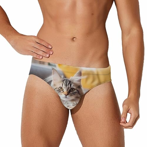 Siberian Forest Cat Mens Swim Briefs Quick Dry Swim Trunk Bikini Underwear Swimsuit S
