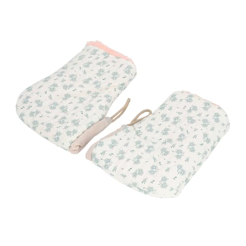Luvas de Bicicleta Infantis Com Cordão Ajustável, Forro de Pelúcia Macio, Estampa Floral Fofa, Uso V