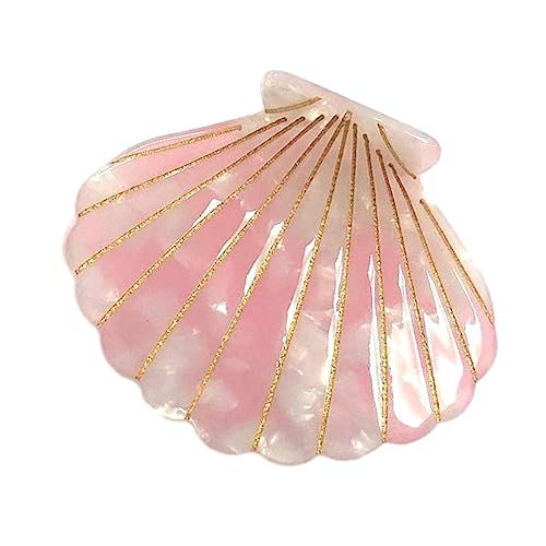 Fantasy Sea Shell Hair Clip,Acetate Hair Clip,Small Claw Clip for Women,Pink, 1 Count (Pack of 1)