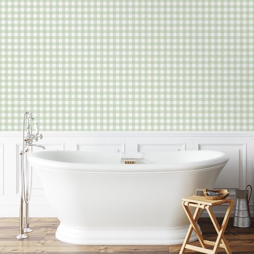 Cohoo Home Gingham Peel and Stick Wallpaper Checkered Green 17.3''×197'' by Cohoo Home - Used condition - Image 7