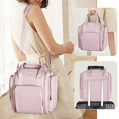 Prokva Travel Makeup Bag With 5 Removable Cases, Large Cosmetic Case Make Up Organizer With Strap And Multiple Storage Pockets, Pink (Patented Design) #TOP5