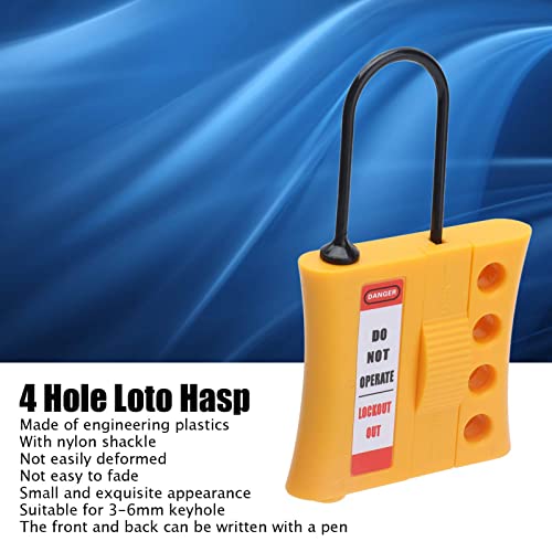 Hasp Tagout SLockout, Trava de Segurança Loto Isolada Feita de Nylon + ABS, Design de 4 Furos Adequa