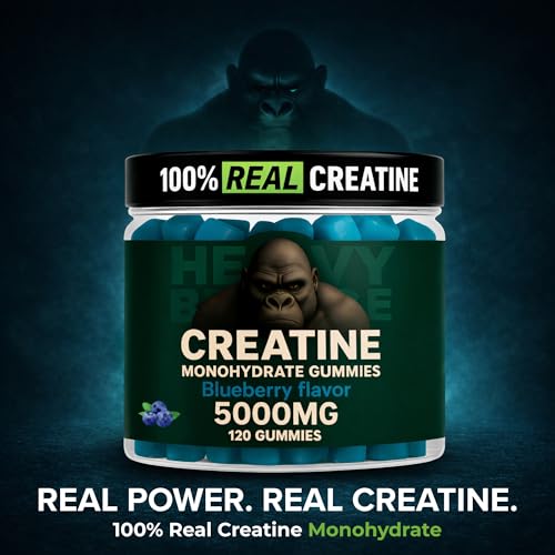 Image of Creatine Monohydrate Gummies 5g Sugar Free Creatine with Vitamin B12 and L-Taurine | Muscle Growth for Men and Women | Low Calorie Formula 120 Gummies for 30 Servings, Blueberry