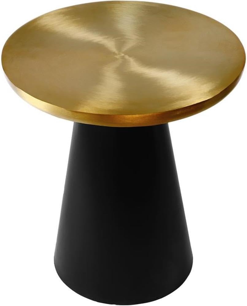 Meridian Furniture Martini Collection Modern | Contemporary End Table with Brushed Gold Metal Top, 20" W x 20" D x 22" H, Matte Black Base