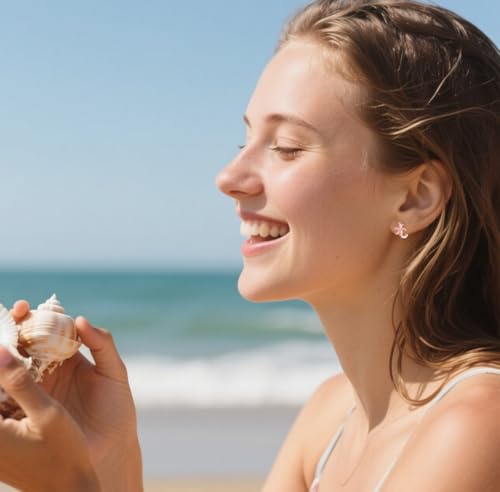 Pendientes de aro con estrella de mar en plata 925 para lucir en la playa 2
